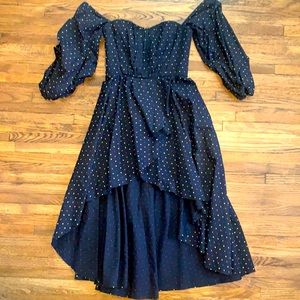 Caroline Constas 100% Cotton Off Shoulder Dress, Black/ Multi, Women’s US Size 4